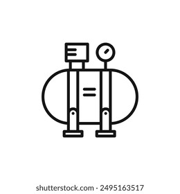 Air compressor pump icon outline collection in black and on white background