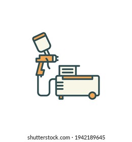 Compresor de aire con elemento de diseño o icono coloreado de vectores de Spray Gun