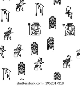Air Compressor Tool Vector Seamless Pattern Thin Line Illustration