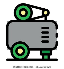 Air compressor unit icon. Outline air compressor unit vector icon color flat isolated