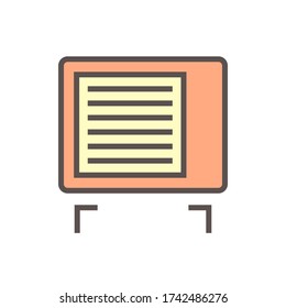 Air compressor unit on steel support is a part of cooling function and air conditioning HVAC systems, The latent heat released transferred to surrounding environment, Vector illustration icon design.