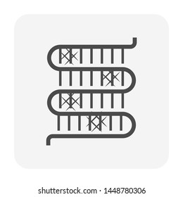 Air condenser unit and copper coil pipe is a part of cooling function and air conditioning HVAC systems, Dirty condition result in reduced efficiency and need to cleaning,Vector illustration icon.