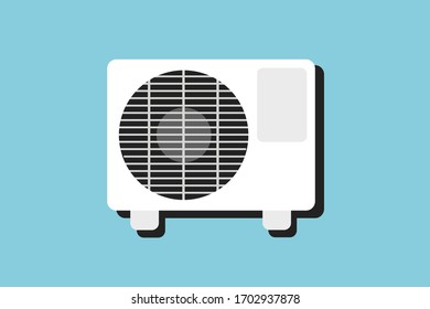 Klimaanlage und Klimaanlage - Elektronisches Gerät und Gerät erzeugt kühle Klimakühlung. Vektorillustration auf einfarbigem Hintergrund