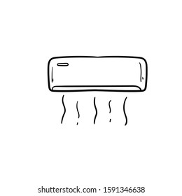 air condition doodle icon vector hand drawing 