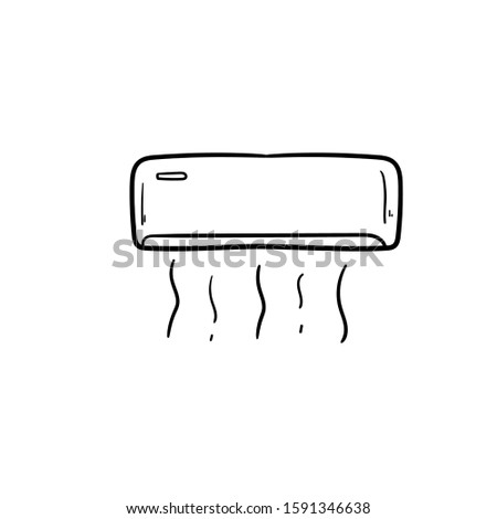 air condition doodle icon vector hand drawing 
