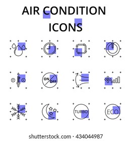 Air condition icons set, smart line