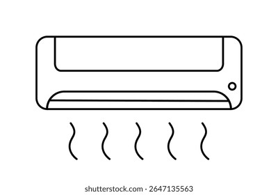 Air condition line icon. Temperature control. Cooling and heating. Home interior appliance. Heat and cold ventilation. Atmosphere conditions control. Wall-mounted cooling system. Vector illustration.