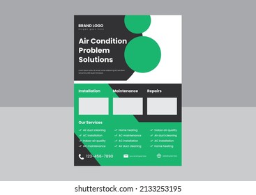 air condition repair service flyer design template. air condition problem solutions service flyer.