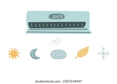 Air condition set flat design hand drawn