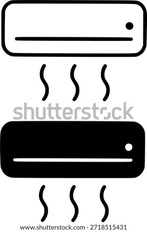 Air Conditioner (AC) illustration icon, outline and silhouette versions