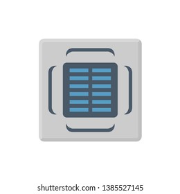 Air conditioner (AC) indoor unit icon or evaporator and ceiling mounted. That is part of mini split system or ductless system type. For removing heat and moisture from room. Including humidity control