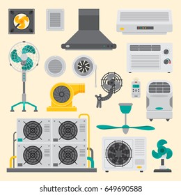 Klimaanlage-Luftschleusen-Ausrüstung Ventilator Klimagerentechnologie Kühler Vektorgrafik