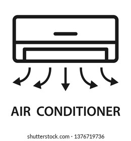 Air conditioner with arrows icon. Stroke outline style. Vector. Isolate on white background.