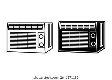 Air Conditioner art silhouette vector line art on white background