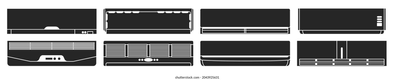 Air conditioner black set icon.Vector illustration illustration condition on white background .black vector set icon air conditioner.
