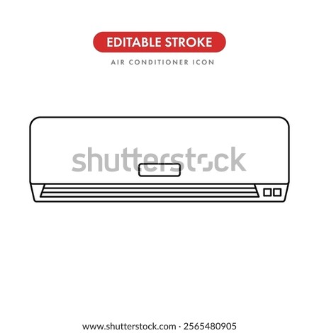 Air conditioner black and white flat vector icon design with editable stroke