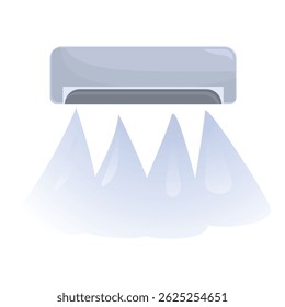 Ar condicionado está soprando ar frio, criando uma atmosfera refrescante