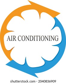 Air conditioner blue arrow and red symbol for temperature regulation