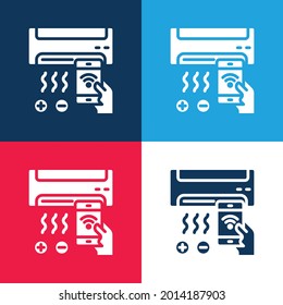 Air Conditioner blau und rot vier Farben minimale Icon Set