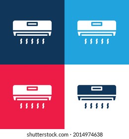 Air Conditioner blue and red four color minimal icon set