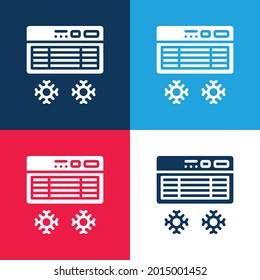 Juego de iconos mínimo de cuatro colores azul y rojo para el acondicionador de aire