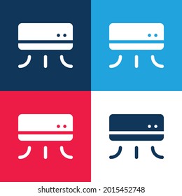 Juego de iconos mínimo de cuatro colores azul y rojo para el acondicionador de aire