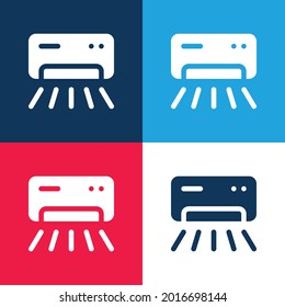 Juego de iconos mínimo de cuatro colores azul y rojo para el acondicionador de aire
