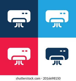 Air Conditioner blue and red four color minimal icon set