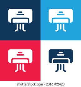 Juego de iconos mínimo de cuatro colores azul y rojo para el acondicionador de aire