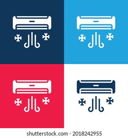 Air Conditioner blue and red four color minimal icon set