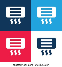 Air Conditioner blue and red four color minimal icon set