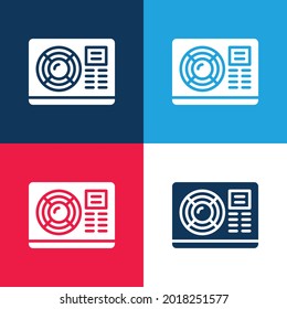 Juego de iconos mínimo de cuatro colores azul y rojo para el acondicionador de aire