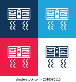 Juego de iconos mínimo de cuatro colores azul y rojo para el acondicionador de aire