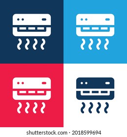 Air Conditioner blue and red four color minimal icon set