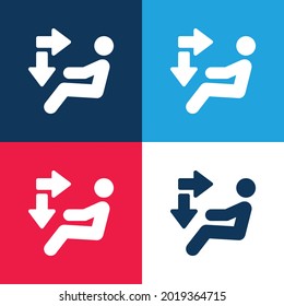 Juego de iconos mínimo de cuatro colores azul y rojo para el acondicionador de aire