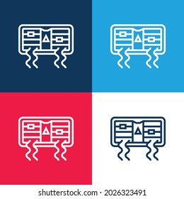 Air Conditioner blue and red four color minimal icon set