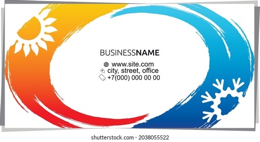 Air conditioner business card with blue and red wave