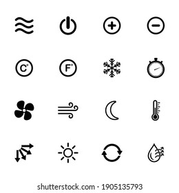 Air conditioner button icon sign set. Vector symbols