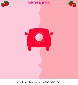 Air conditioner car vector  icon. Strawberry Background.