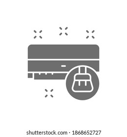 Air conditioner cleaning, air humidification grey icon.