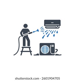 Air Conditioner Cleaning Icon On White Background