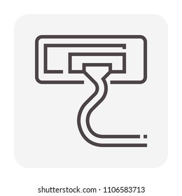 Air conditioner cleaning vector icon, vacuum cleaner removing dust from evaporator coil of indoor HVAC unit to improved airflow, cooling performance, energy savings and healthier air quality. 64x64 px