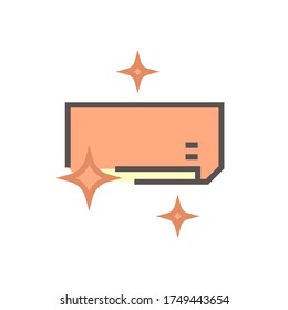 Air conditioner cleaning vector icon. Wall mounted or indoor unit or evaporator. Temperature and humidity control technology in air conditioning HVAC system. For cooling control and heat ventilation.