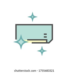 Air conditioner cleaning vector icon. Wall mounted or indoor unit or evaporator. Temperature and humidity control technology in air conditioning HVAC system. For cooling control and heat ventilation.