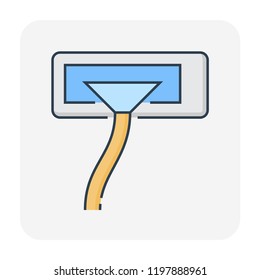 Air conditioner cleaning work by water spray, Dust soil and disease remove for increase airflow and system efficiency result in saving and good breathing with healthy lungs, Vector illustration icon.