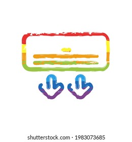 Air conditioner, climate system, simple icon. Drawing sign with LGBT style, seven colors of rainbow (red, orange, yellow, green, blue, indigo, violet