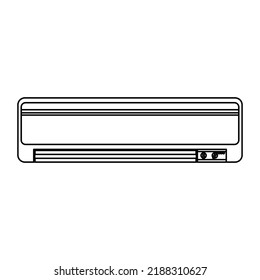 Air conditioner climate vector icon outline. Symbol temperature illustration cooling isolated white and conditioning house sign line thin