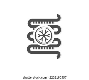 Air conditioner coil, condenser logo design. Ductless split system, heating ventilation, air conditioning or hvac vector design and illustration.