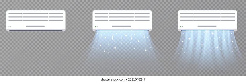 Air conditioner with cold air effect. Electronic device for monitoring the room temperature. 