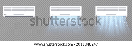 Air conditioner with cold air effect. Electronic device for monitoring the room temperature. 